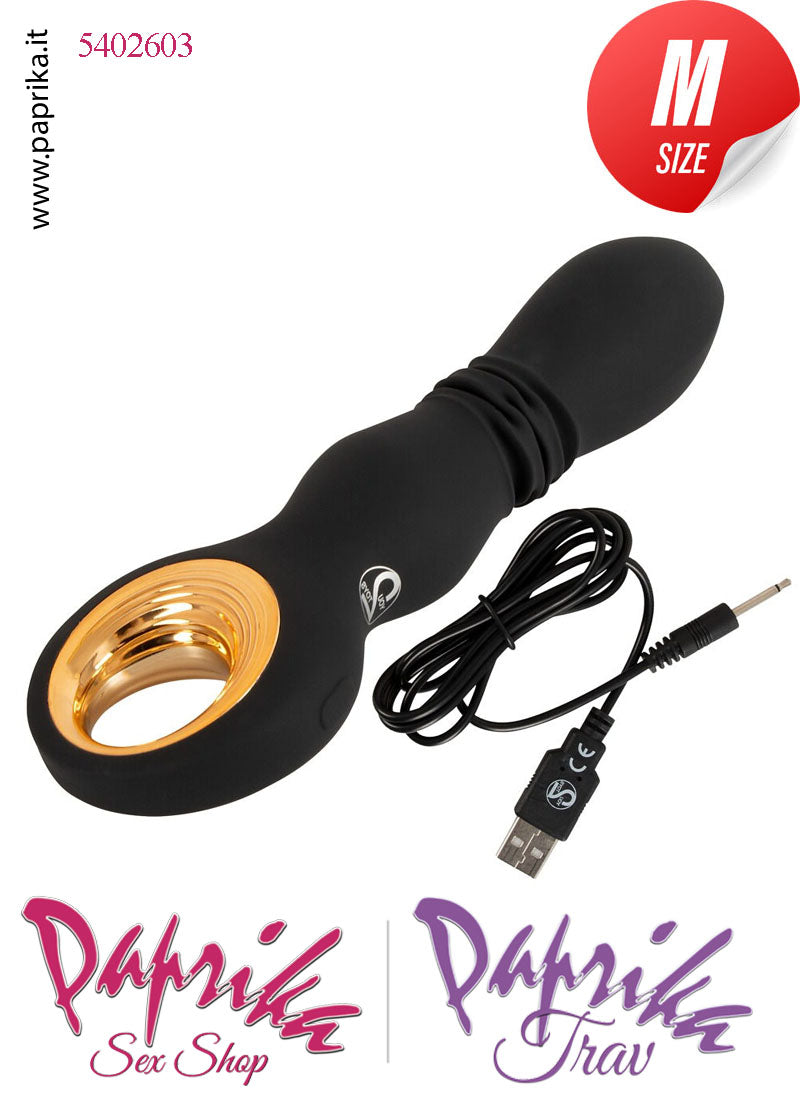 Vibratore Su & Giù Vaginale Anale 10 Velocità Ø 35 Silicone Inserto Oro