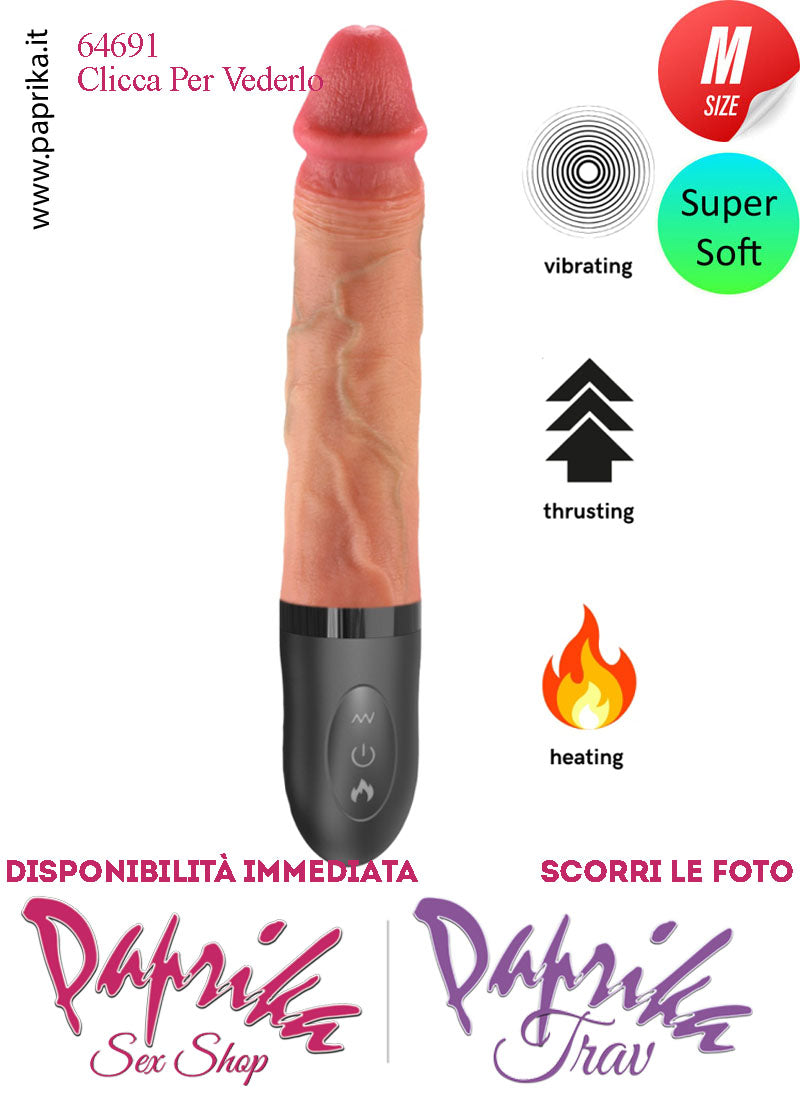 Vibratore Su & Giù 1,5 cm Riscaldabile Silicone Super Soft Medium 16/24 cm Ø 35