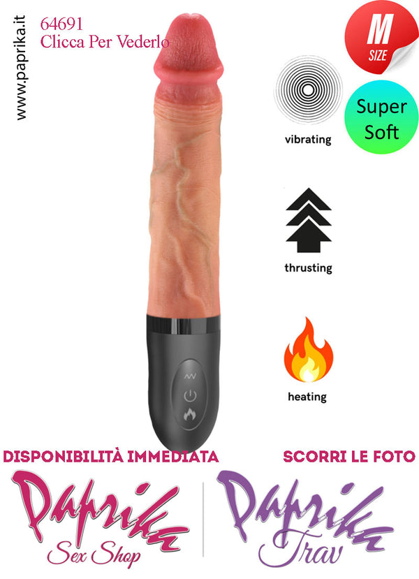 Vibratore Su & Giù 1,5 cm Riscaldabile Silicone Super Soft Medium 16/24 cm Ø 35