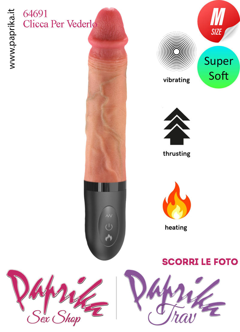 Vibratore Su & Giù 1,5 cm Riscaldabile Silicone Super Soft Medium 16/24 cm Ø 35