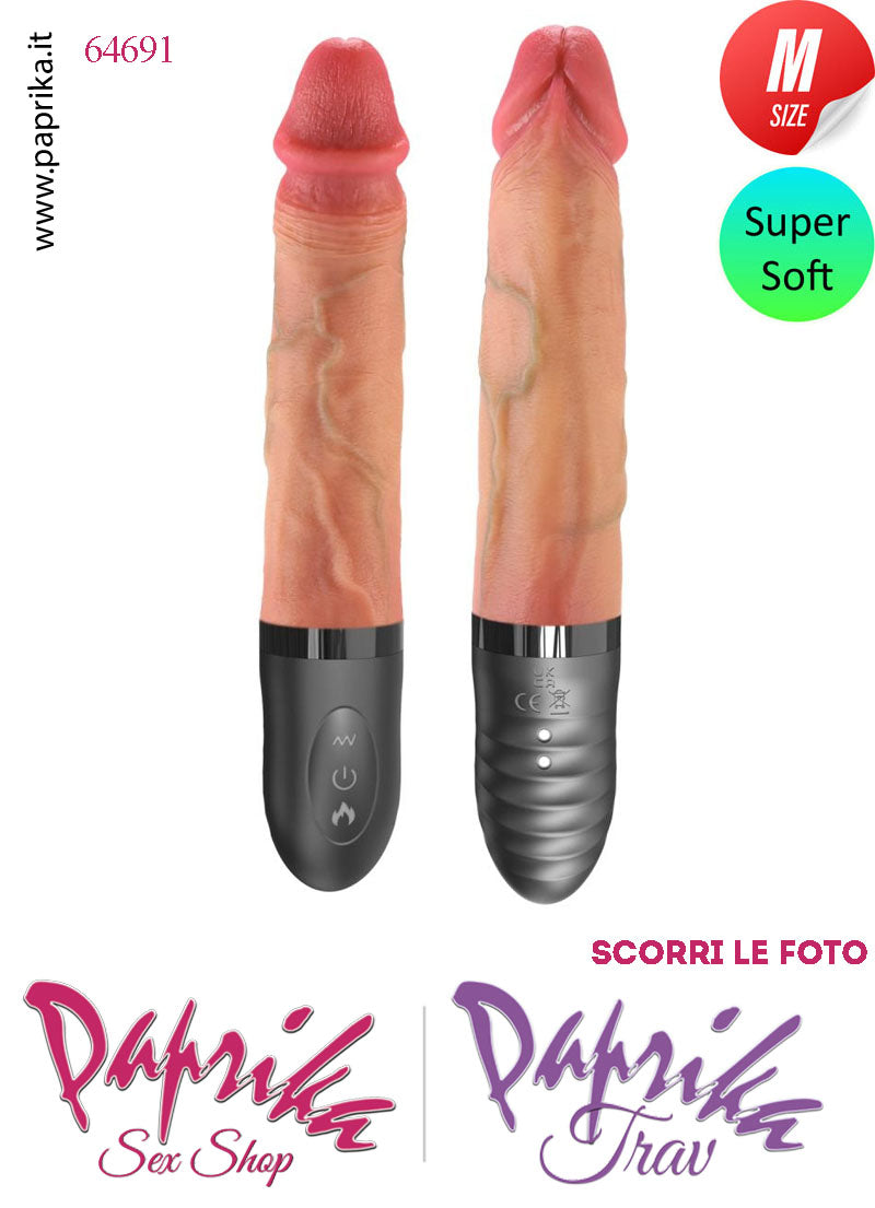 Vibratore Su & Giù 1,5 cm Riscaldabile Silicone Super Soft Medium 16/24 cm Ø 35