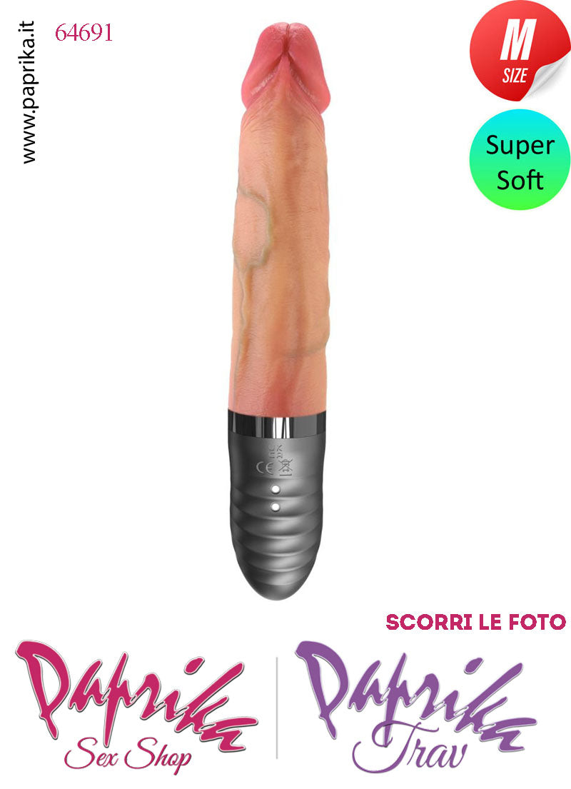 Vibratore Su & Giù 1,5 cm Riscaldabile Silicone Super Soft Medium 16/24 cm Ø 35