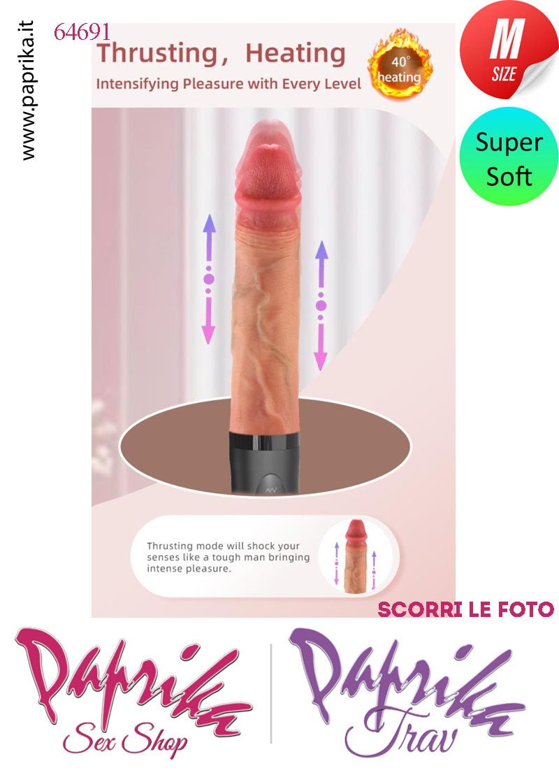 Vibratore Su & Giù 1,5 cm Riscaldabile Silicone Super Soft Medium 16/24 cm Ø 35