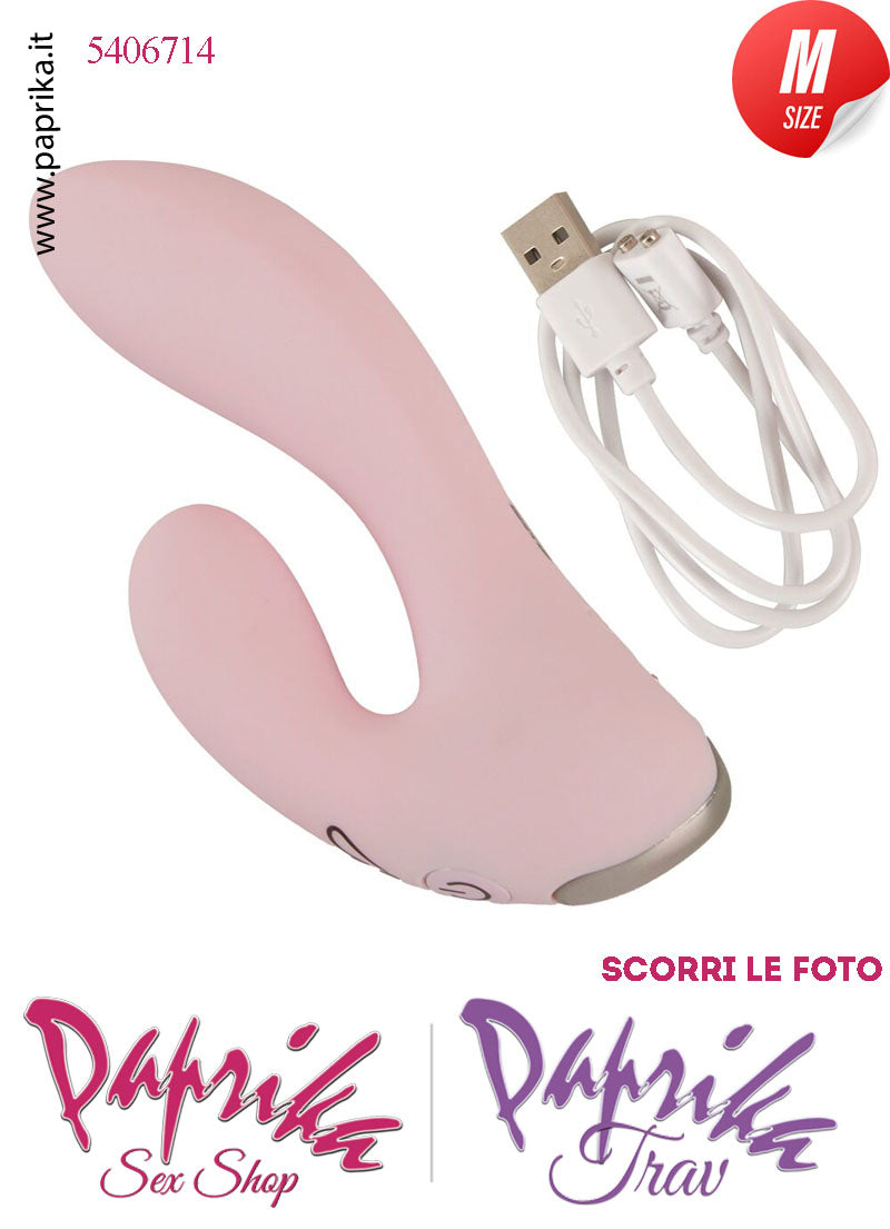 Mini Rabbit Rosa Silicone Vibrante Punto G Clitoride 10 Funzioni 10/14 cm Ø 34