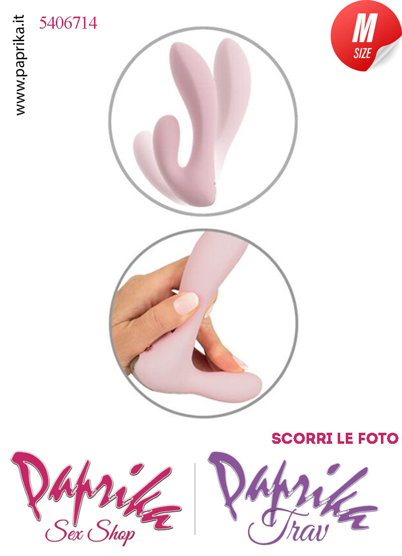 Mini Rabbit Rosa Silicone Vibrante Punto G Clitoride 10 Funzioni 10/14 cm Ø 34