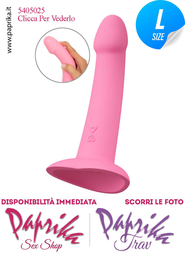 Vibratore Silicone Rosa Unisex Venature Ventosa Cuore 10 Velocità 19 cm Ø 38