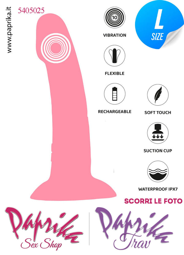 Vibratore Silicone Rosa Unisex Venature Ventosa Cuore 10 Velocità 19 cm Ø 38