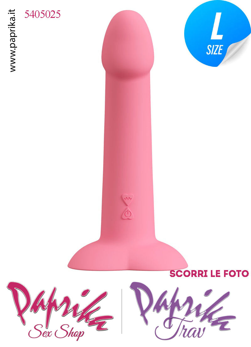 Vibratore Silicone Rosa Unisex Venature Ventosa Cuore 10 Velocità 19 cm Ø 38