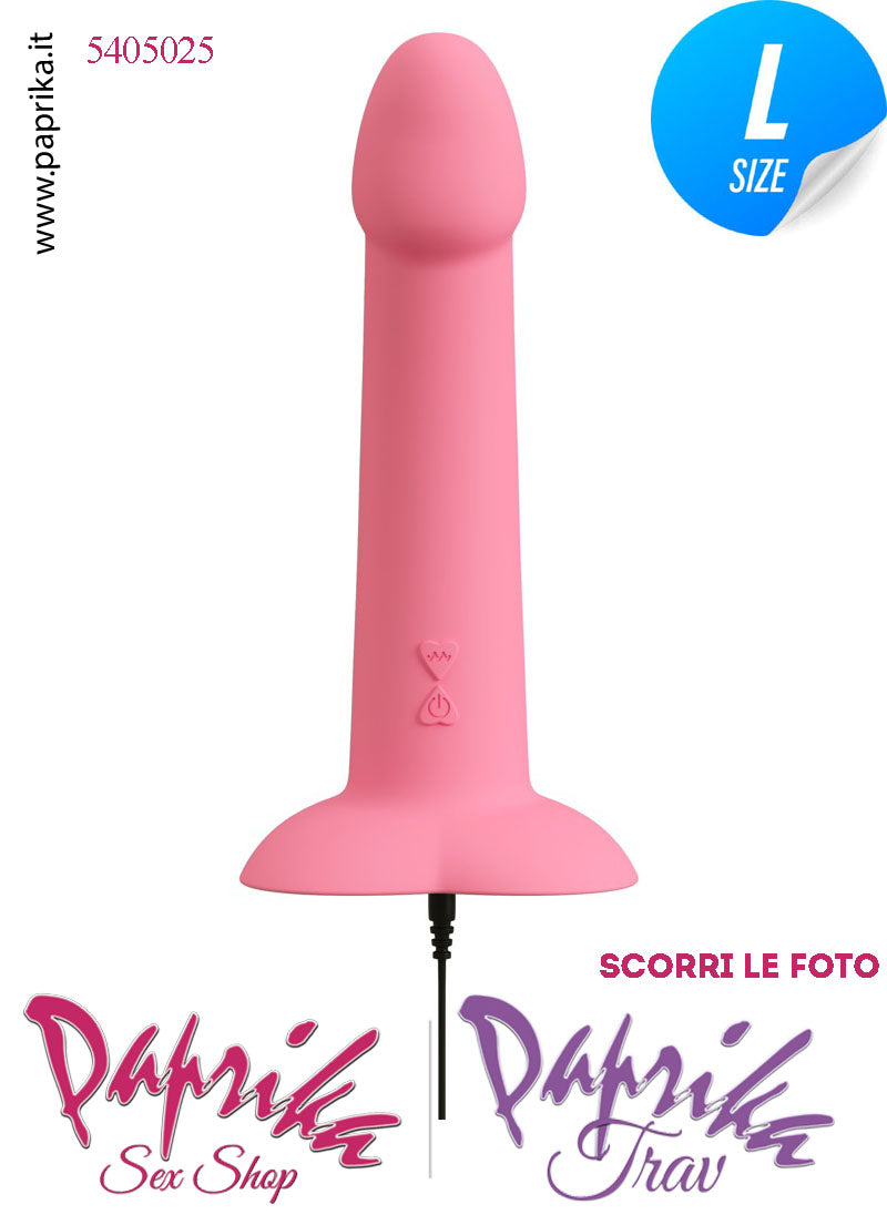 Vibratore Silicone Rosa Unisex Venature Ventosa Cuore 10 Velocità 19 cm Ø 38