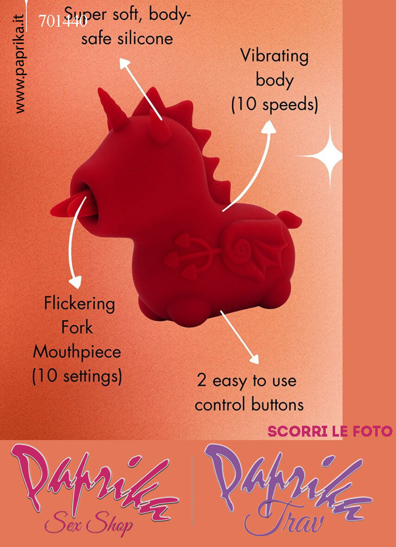 Unicorno Vibratore Doppia Lingua Clitoride Silicone 10 Velocità