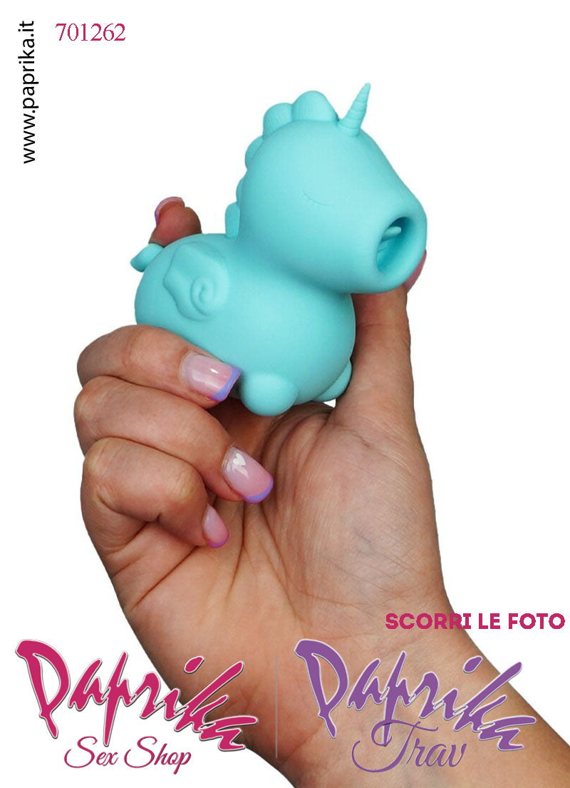 Unicorno Succhia Clitoride Vibratore Lingua Silicone 10 Velocità 2 Motori