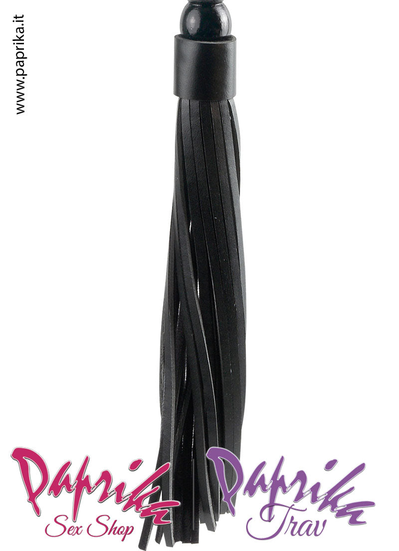 Frusta Whip Bdsm Pelle Dolorosa 40 cm Manico Legno Palline