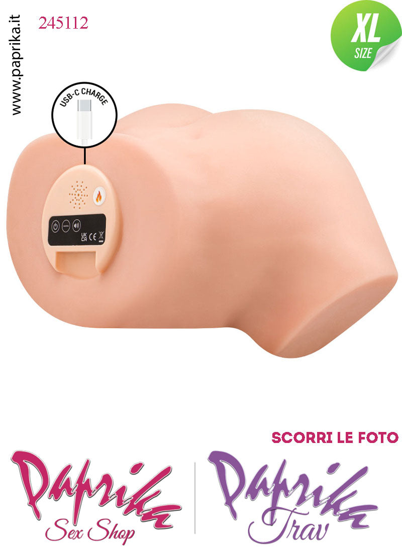 Busto Masturbatore Vagina Ano 28 cm Vibrante Aspirazione Telecomando 5.3 kg