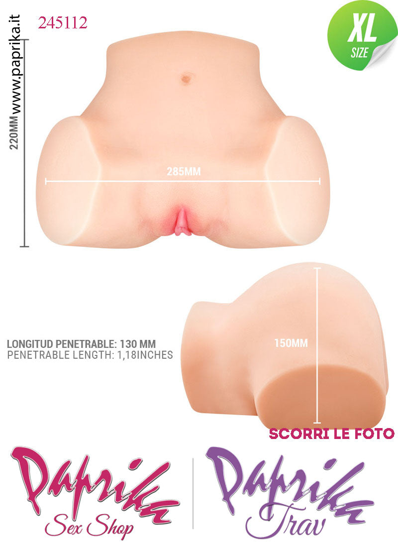 Busto Masturbatore Vagina Ano 28 cm Vibrante Aspirazione Telecomando 5.3 kg