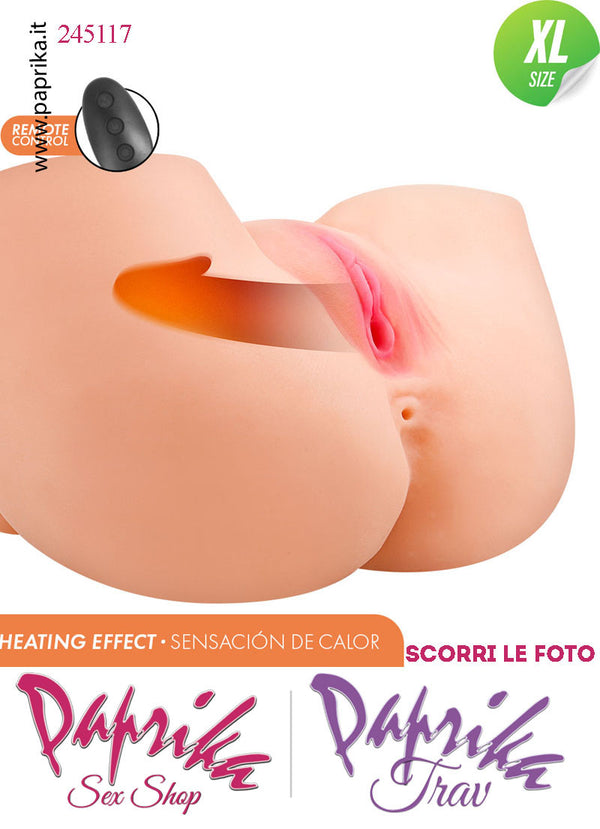 Busto Masturbatore Vagina Ano 29 cm Vibrante Aspirazione Telecomando 5.3 kg