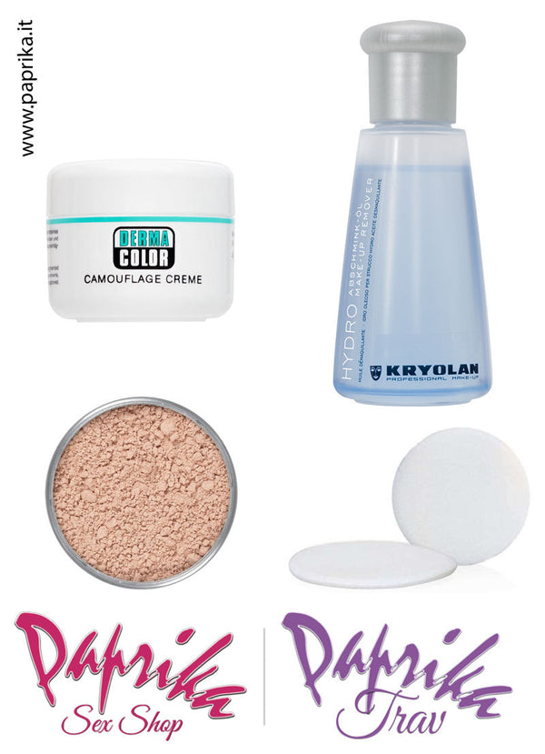 Kit Copribarba Kryolan 4 Pezzi Camouflage Grande - Cipria - Puff - Struccante