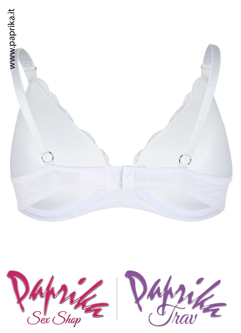 Reggiseno Bianco Pizzo Bianco Non Imbottito Spalline Sottili Coppa C