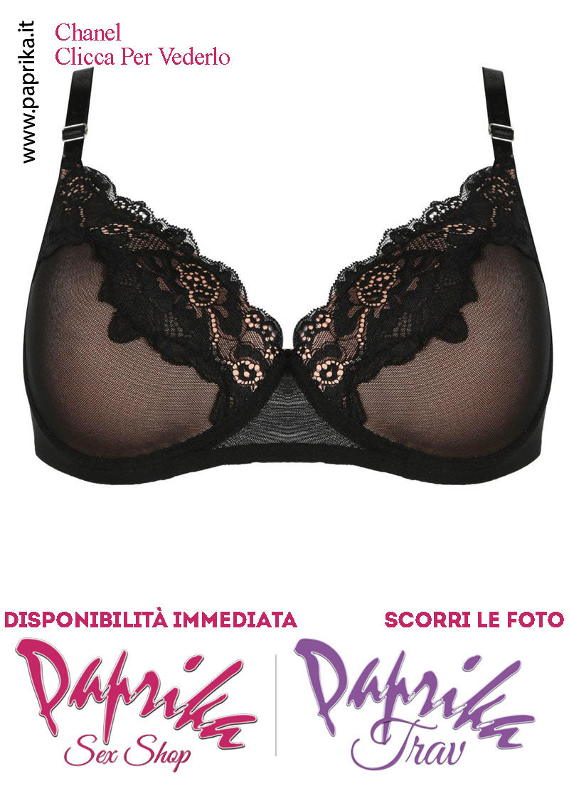 Reggiseno Nudo Pizzo Nero Non Imbottito Spalline Sottili Coppa C