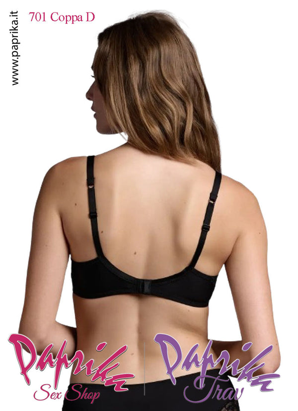 Reggiseno Pizzo Semi Trasparente Ferretto Nudo Nero Coppa D