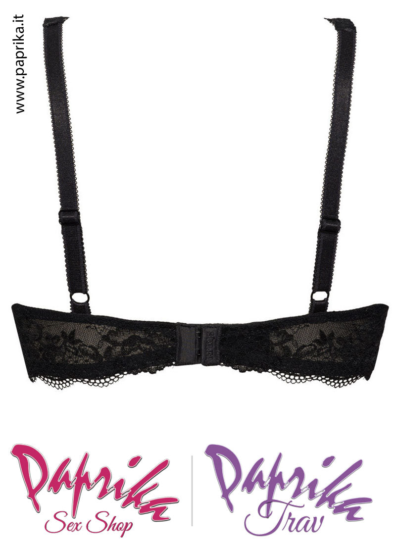 Reggiseno Pizzo Coppa C Non Imbottito Nero Spalline Larghe Fisse