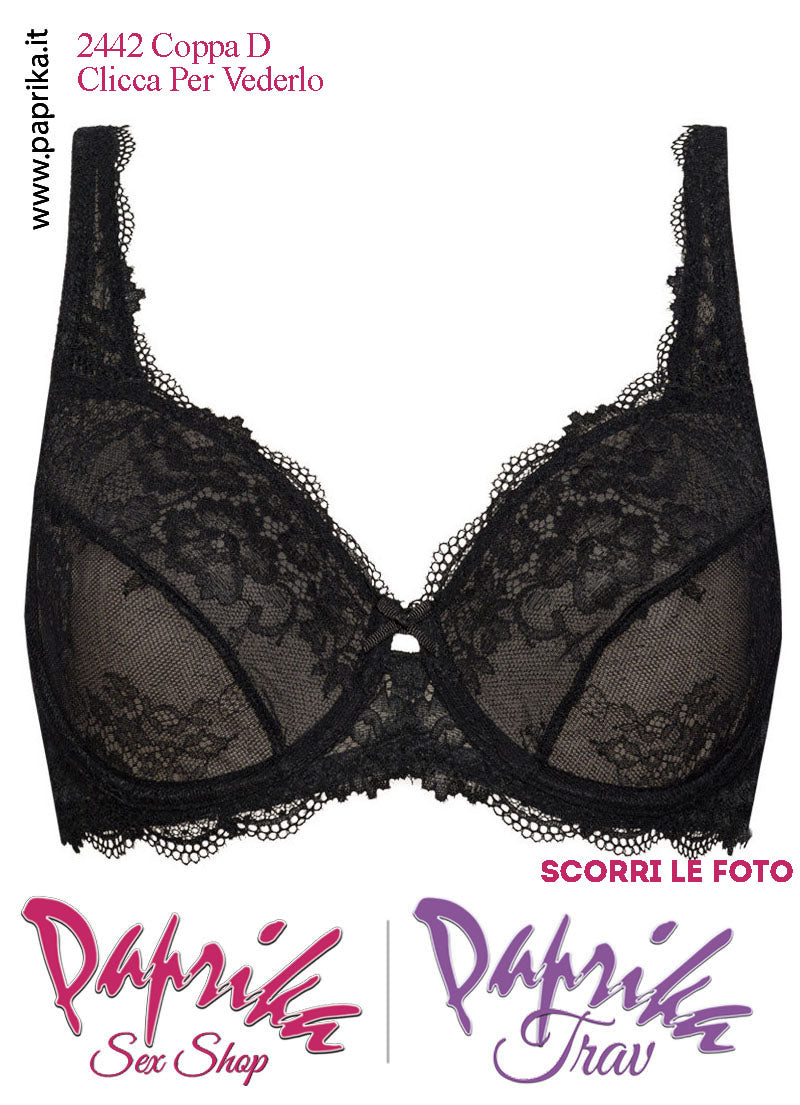 Set Seno Silicone 4^ + Reggiseno Pizzo Nero Non Imbottito Coppa C