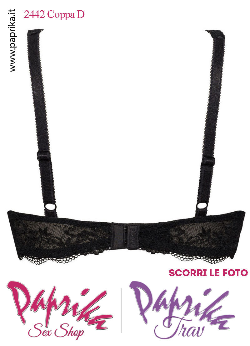Set Seno Silicone 4^ + Reggiseno Pizzo Nero Non Imbottito Coppa C