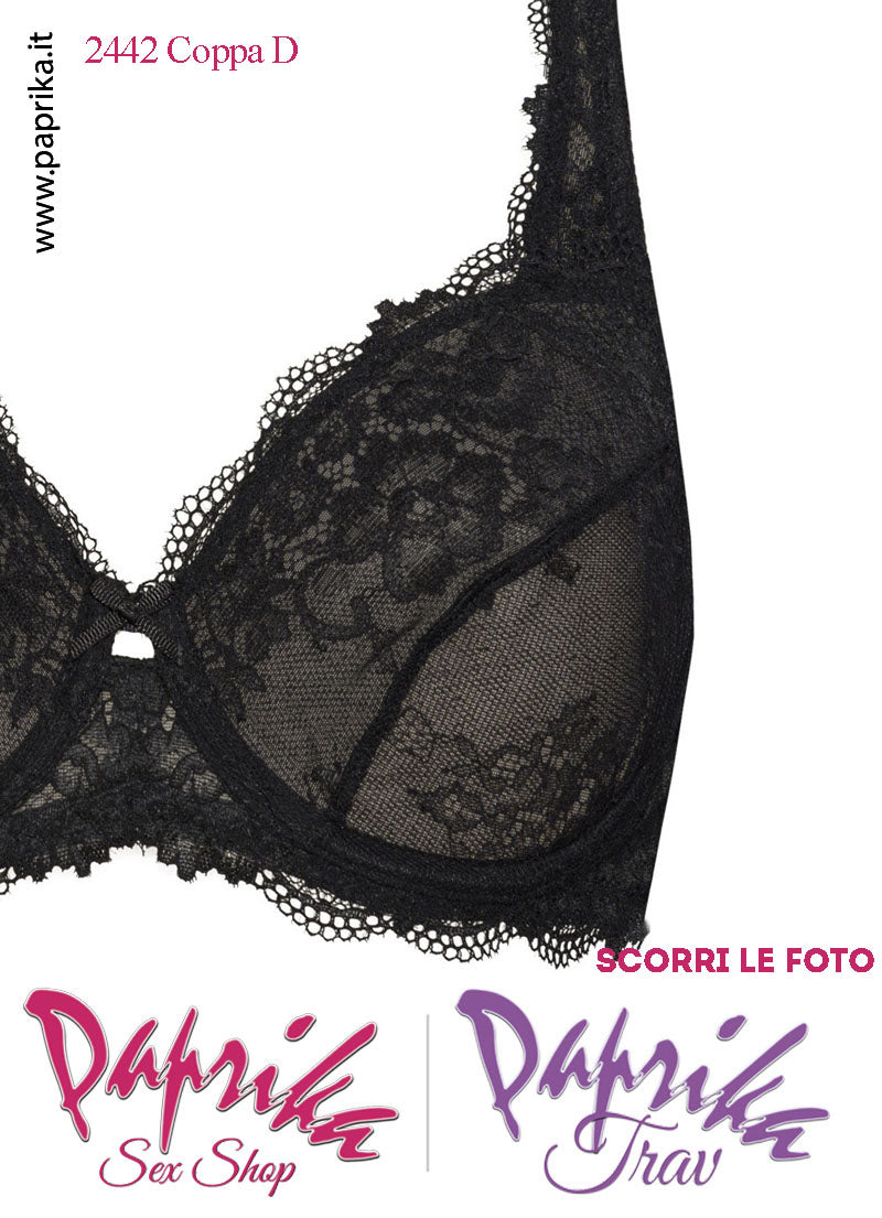 Set Seno Silicone 4^ + Reggiseno Pizzo Nero Non Imbottito Coppa C