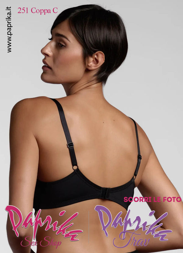 Reggiseno Pizzo Trasparente Spalline Regolabili Ferretto Coppa C