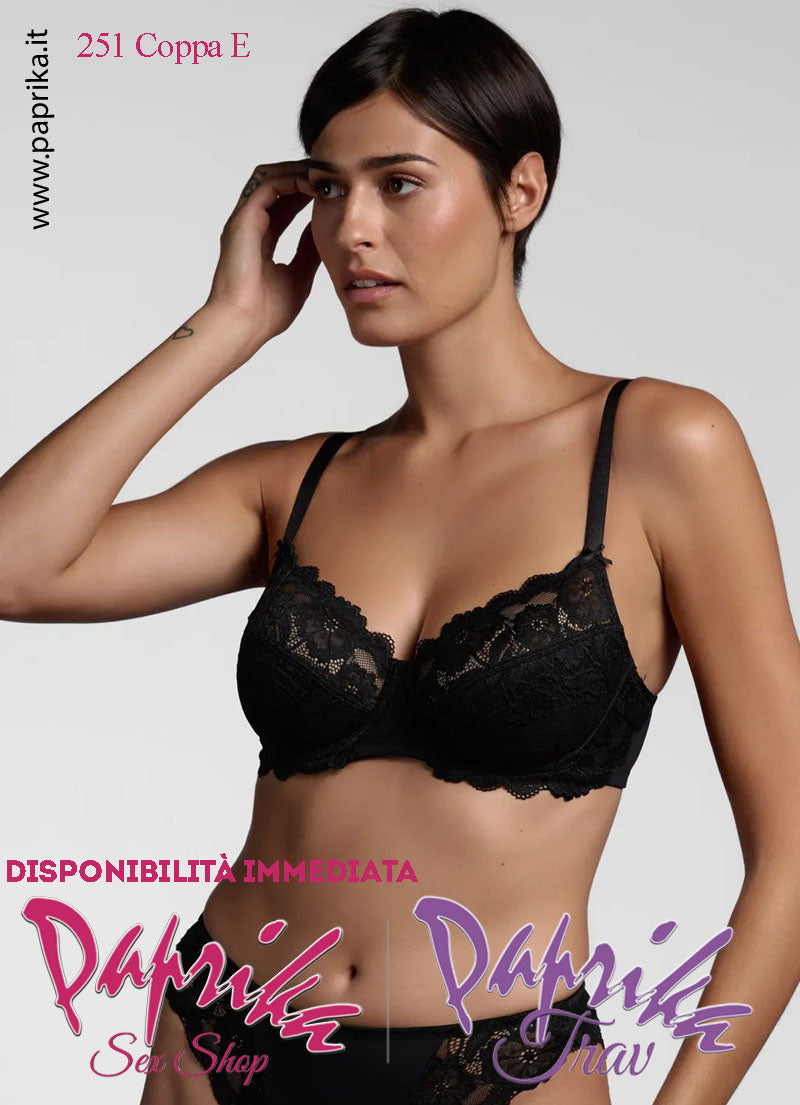 Reggiseno Pizzo Trasparente Spalline Regolabili Ferretto Coppa E