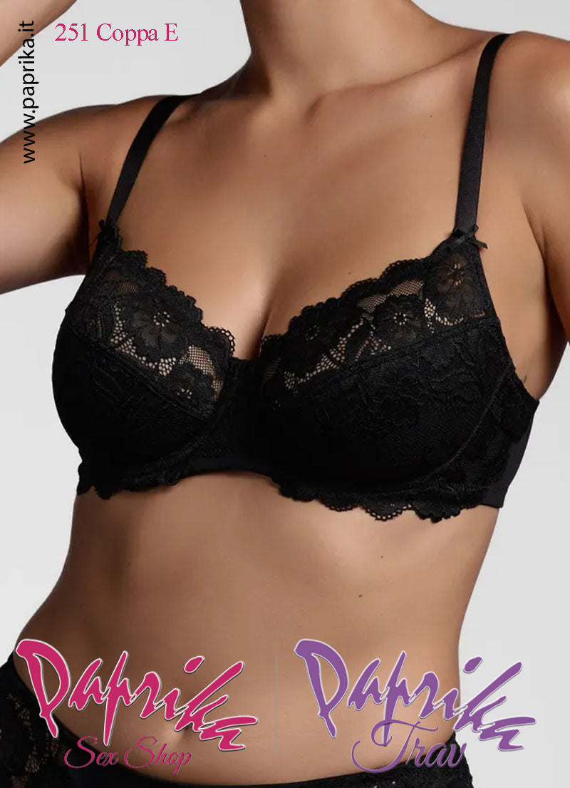 Reggiseno Pizzo Trasparente Spalline Regolabili Ferretto Coppa E