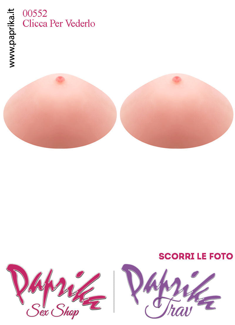 Set Seno Silicone 3^ + Reggiseno Nudo Pizzo Nero Non Imbottito Coppa C