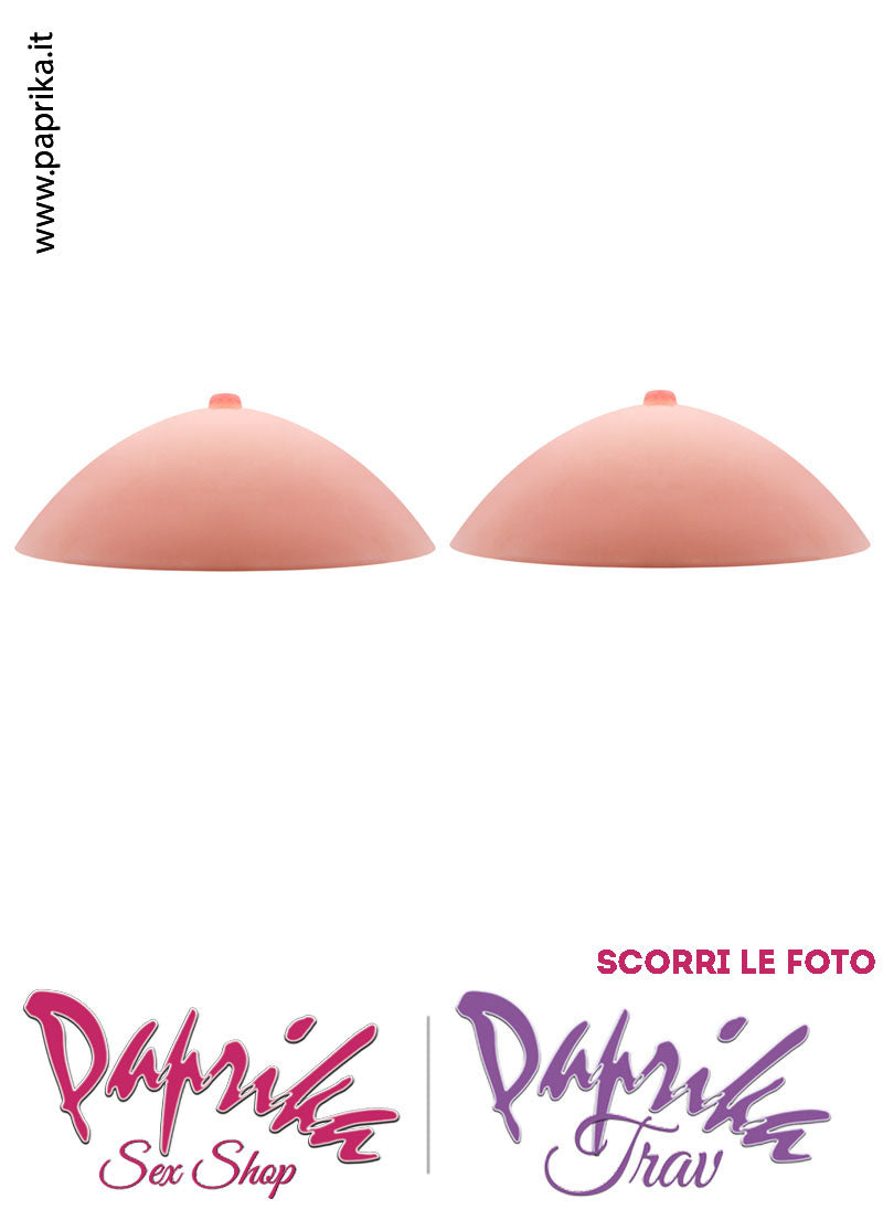 Set Seno Silicone 3^ + Reggiseno Nudo Pizzo Nero Non Imbottito Coppa C