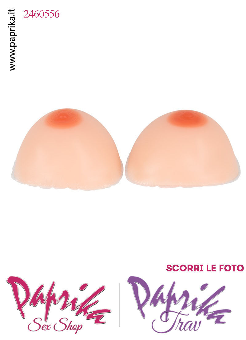 Set Seno Silicone 4^ + Reggiseno Pizzo Nero Non Imbottito Coppa C
