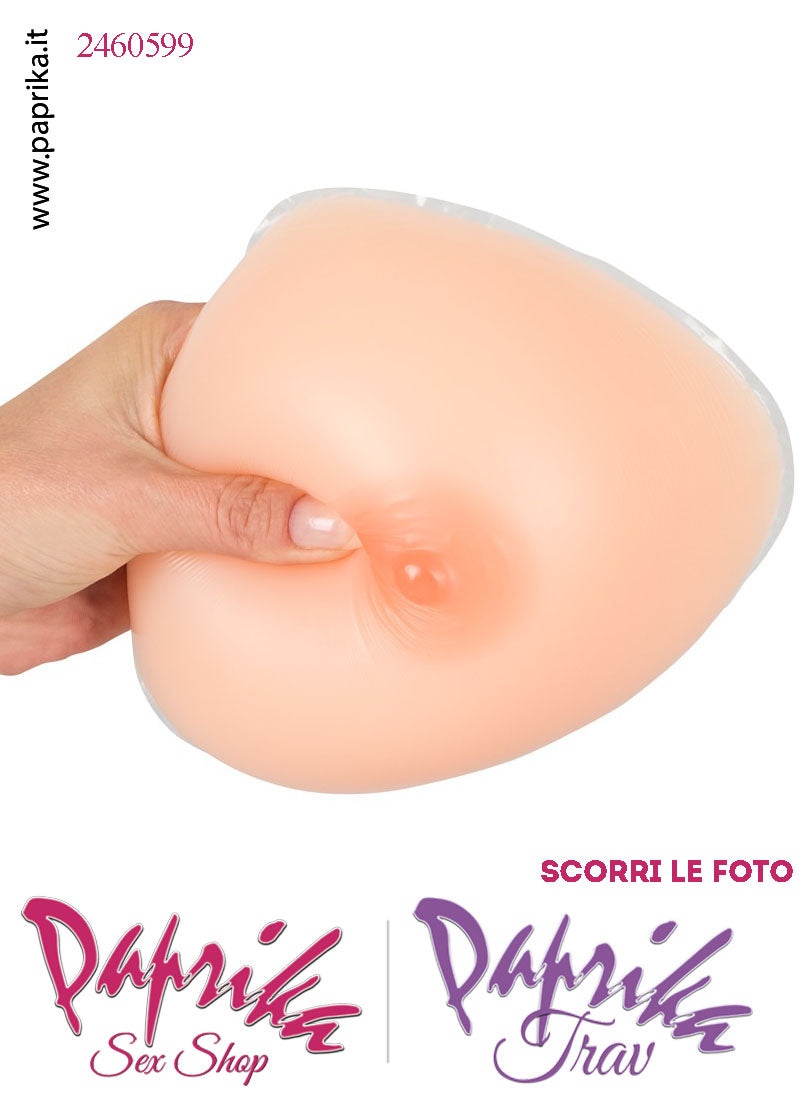 Set Seno Silicone 5^ + Reggiseno Pizzo Nero Non Imbottito Coppa D