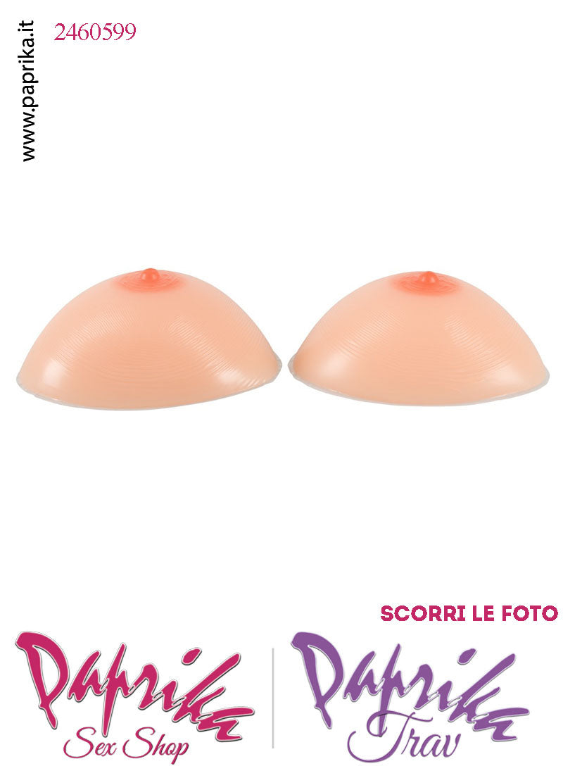 Set Seno Silicone 5^ + Reggiseno Pizzo Nero Non Imbottito Coppa D