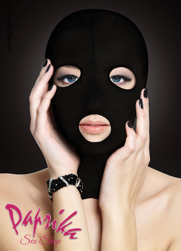 Cappuccio Sadomaso Unisex Occhi Bocca Aperti Senza Cerniera Lycra