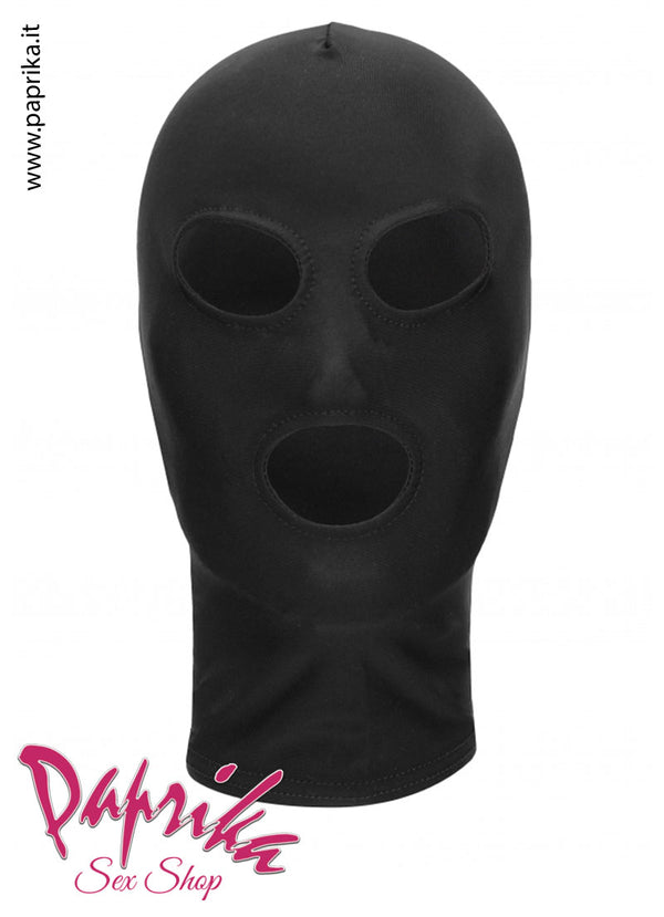 Cappuccio Sadomaso Unisex Occhi Bocca Aperti Senza Cerniera Lycra