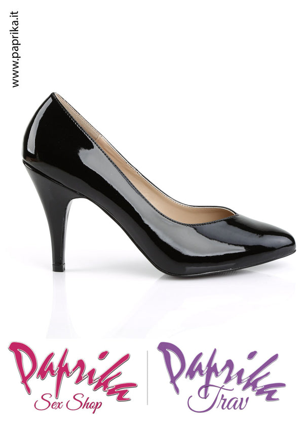 Décolleté Sexy Pianta Larga Lucida Nera Tacco 10.2 Senza Zeppa