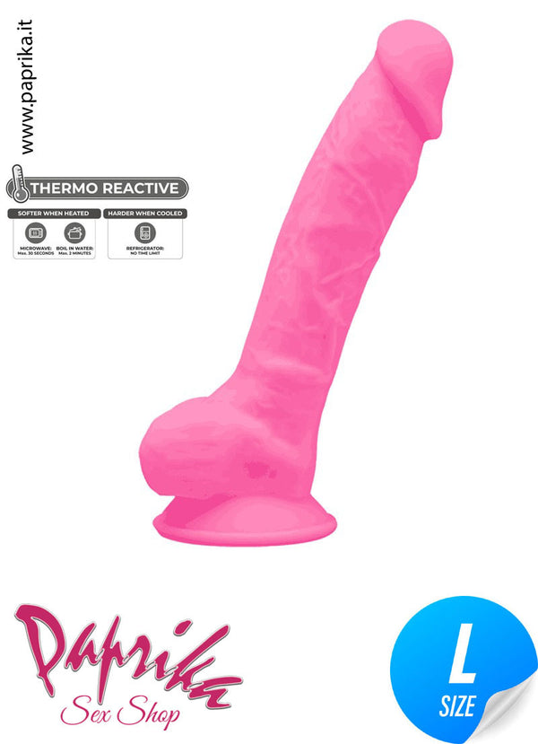 Fallo Testicoli 19 cm Ø 38 Fosforescente Ventosa Silicone Termoreattivo Riscaldabile