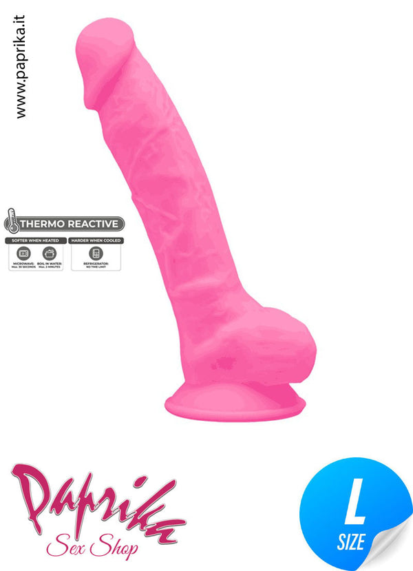 Fallo Testicoli 19 cm Ø 38 Fosforescente Ventosa Silicone Termoreattivo Riscaldabile