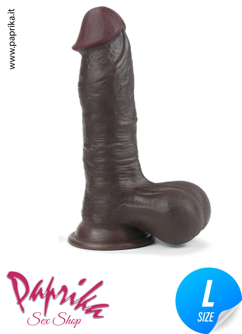 Fallo Testicoli TPE Morbido Flessibile 18 cm Ø 48 Ventosa Pelle Mobile Non Vibrante