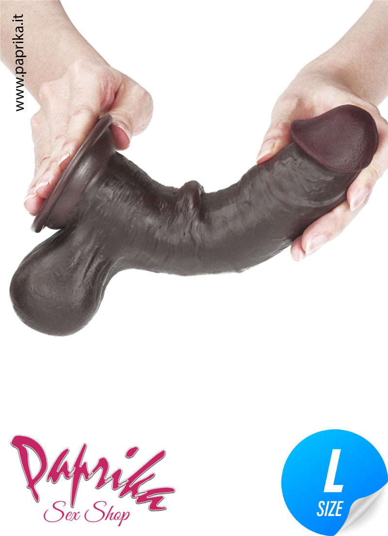 Fallo Testicoli TPE Morbido Flessibile 18 cm Ø 48 Ventosa Pelle Mobile Non Vibrante