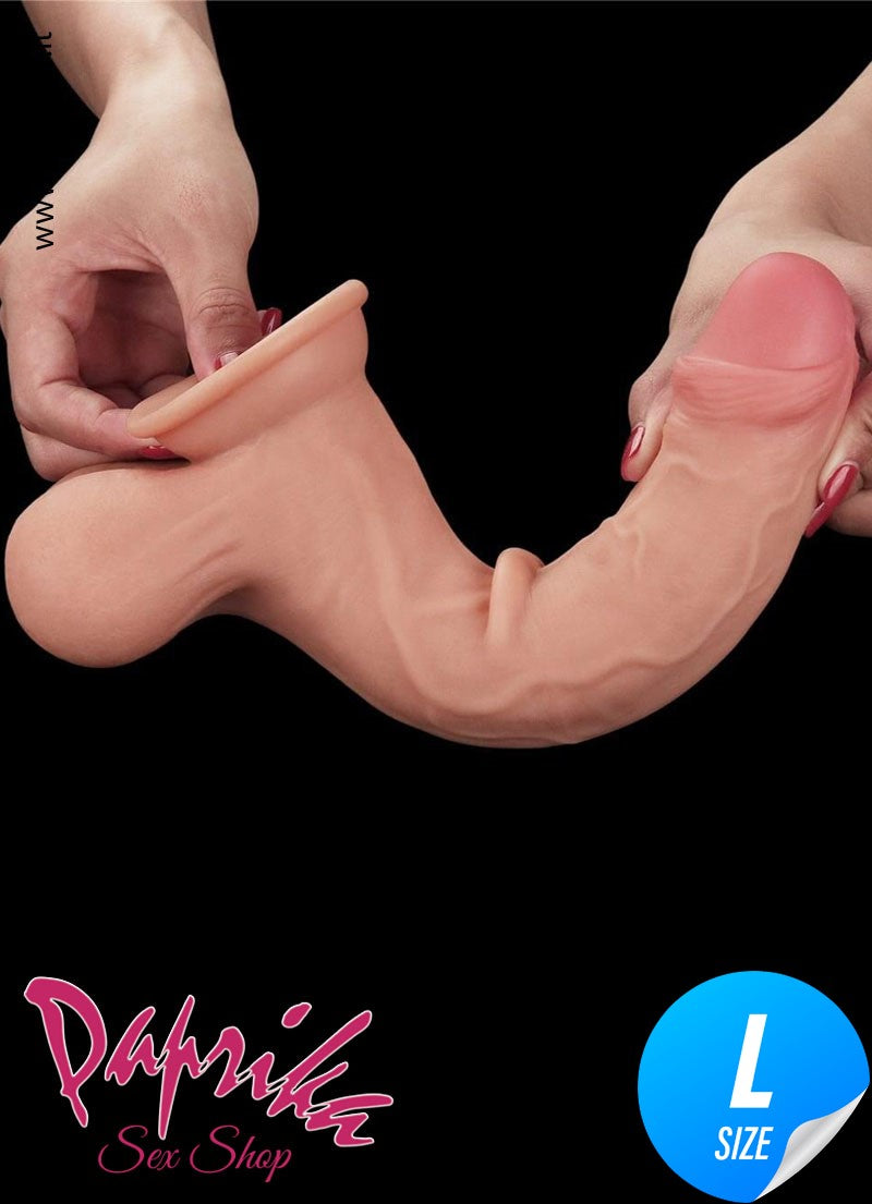 Fallo Testicoli TPE Morbido Pelle Mobile 22 cm Ø 46 Ventosa Non Vibrante