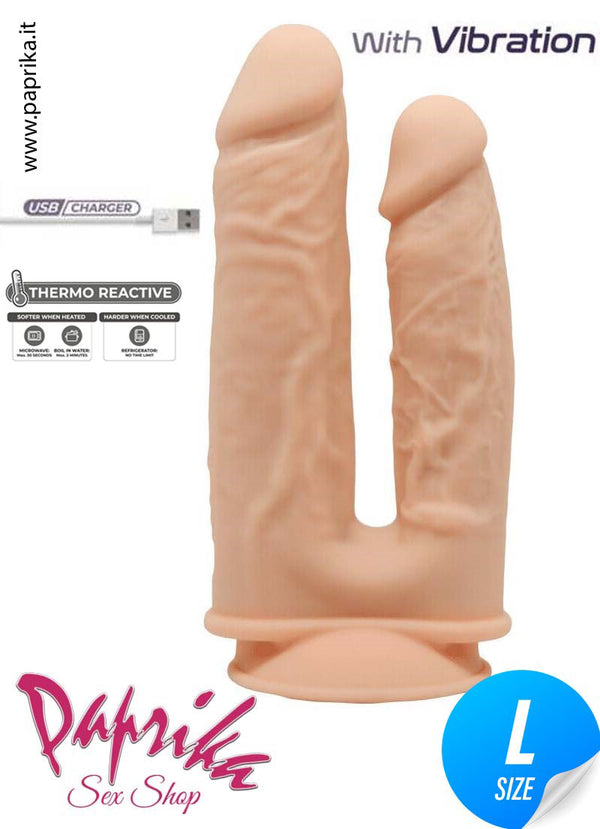 Fallo Doppio Vibrante 15/18 cm Ø 33/40 Ventosa Ricarica Usb