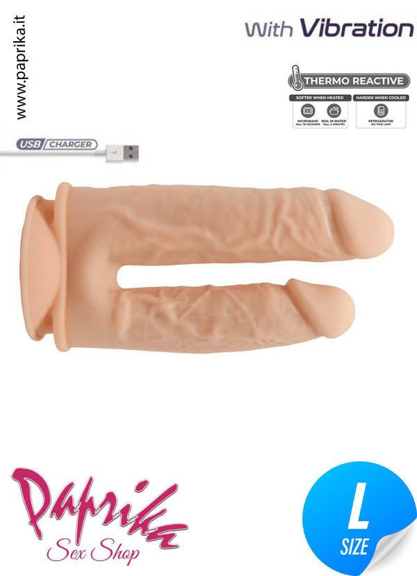 Fallo Doppio Vibrante 15/18 cm Ø 33/40 Ventosa Ricarica Usb