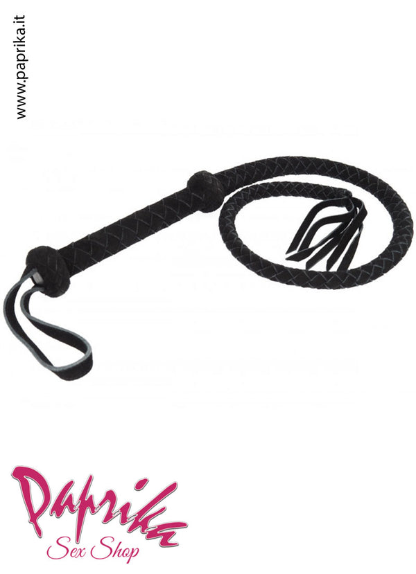 Frusta Pelle Sadomaso Arabian Bullwhip Corta 110 cm Terminale Strisce