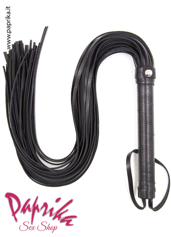 Flogger Frusta Indolore Sadomaso 60 cm Strisce Pelle Sottili
