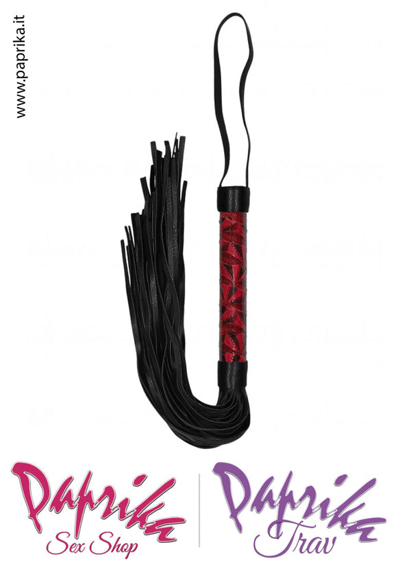 Flogger Indolore Frusta Ecopelle 40 cm Manico Ricoperto Vinile