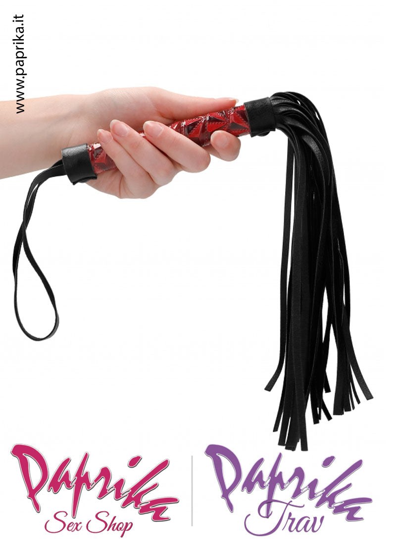 Flogger Indolore Frusta Ecopelle 40 cm Manico Ricoperto Vinile