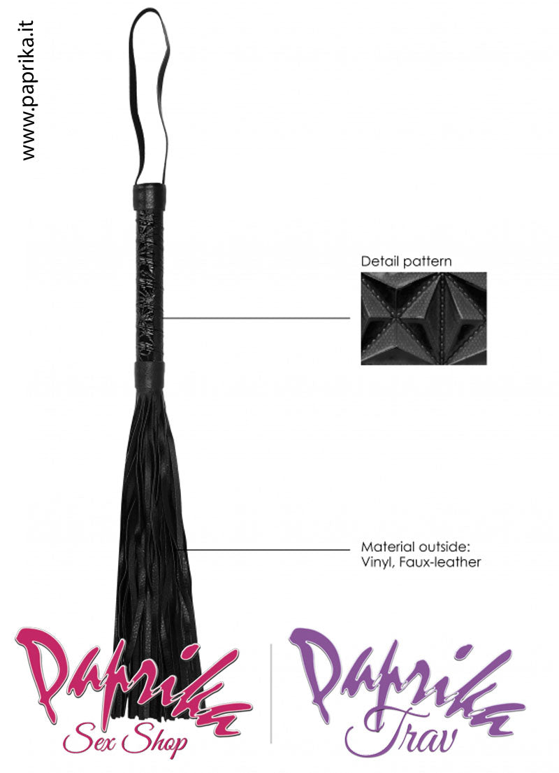 Flogger Indolore Frusta Ecopelle 40 cm Manico Ricoperto Vinile